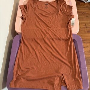 Kohl's Fitted Burnt Orange T-Shirt Dress